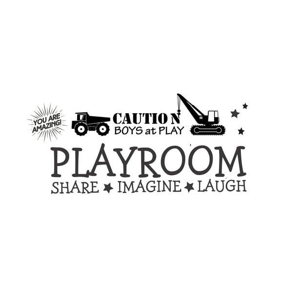 CONSTRUCTION - Removable Kids Bedroom Inspirational Playroom Quotes Decoration Construction Trucks Design Vinyl Adhesive Home Wall Decal Sticker 20" x 8"