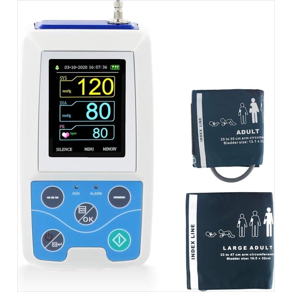 CONTEC ABPM50 Ambulatory Blood Pressure Monitor+Software 24h NIBP Holter(One Adult Cuff And One Large Adult Cuff) Upper Arm