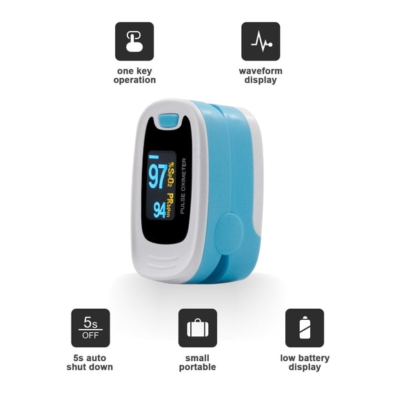 CONTEC CMS50NA Fingertip Pulse Oximeter Blood Oxygen Saturation SpO2 monitor  OLED Blue