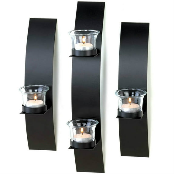 Accent Plus Home Locomotion Black Wall Candleholder Set