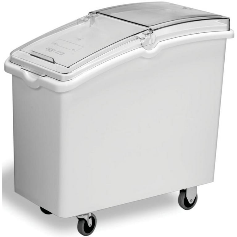 Continental 9321 21 Gallon / 335 Cup White Slant Top Mobile Ingredient Storage  Bin with Sliding / Flip Lid