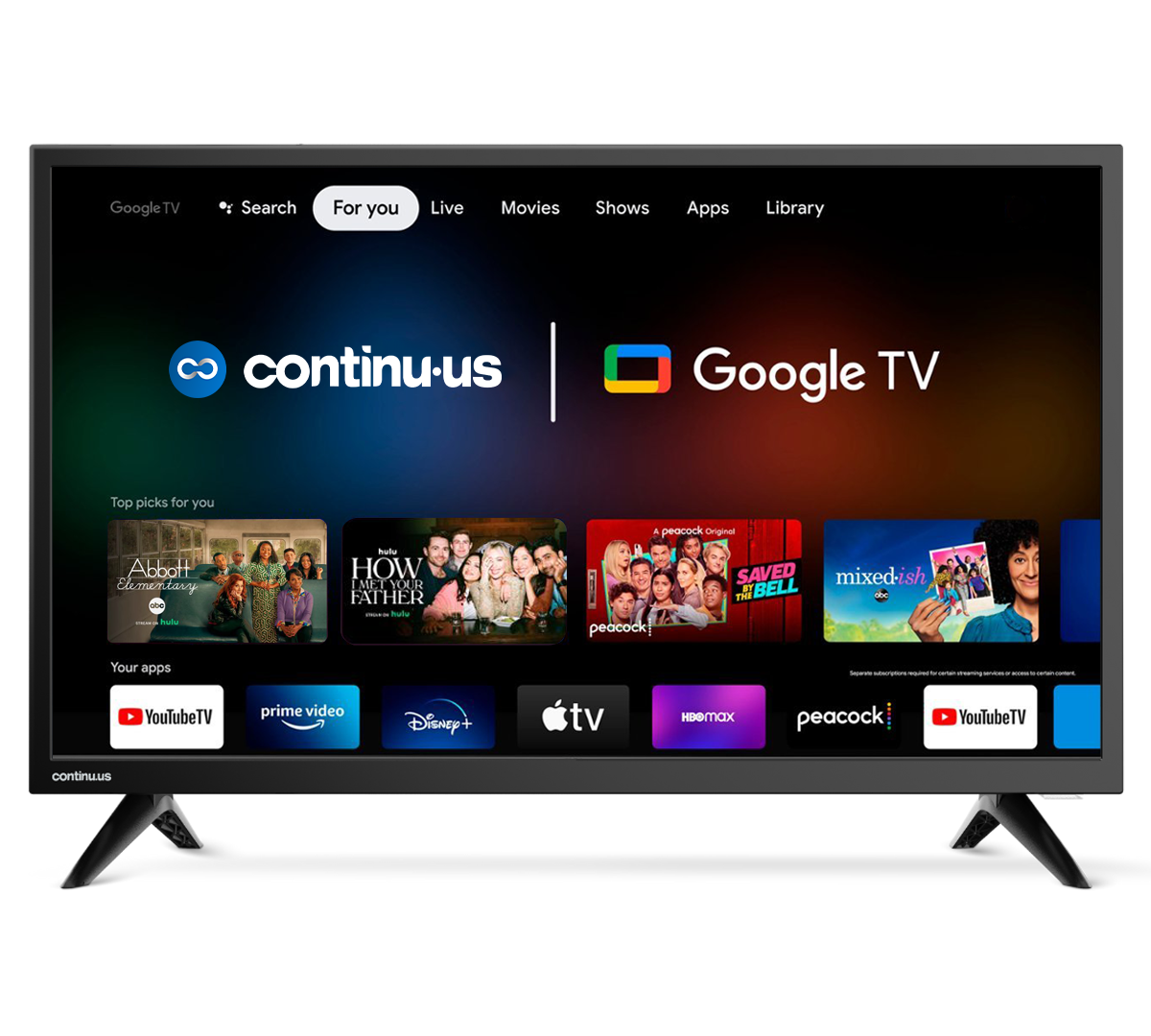 CONTINU.US 32-inch Smart 12 Volt TV | 1080p Android Google 12V RV Television with Google Assistant, Chromecast & Free Streaming Apps | Smart TV for RVs, Campers, Boats and more | CT-32TS10