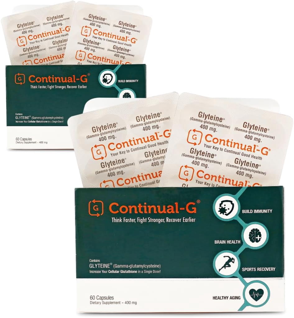 CONTINUAL - G Glyteine 400 mg Capsules | Cellular‑Enhancing Glutathione Supplement | Powerful Antioxidant Support | 30‑Day Supply (60 Capsules)