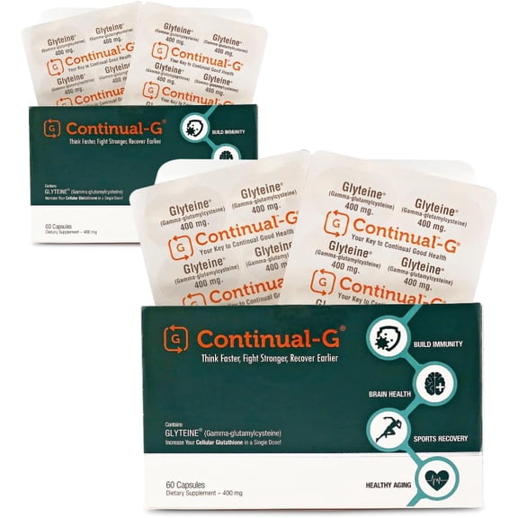 CONTINUAL - G Glyteine400mg Capsules | CellularEnhancing Glutathione Supplement | Powerful Antioxidant Support | 30Day Supply (60 Capsules)