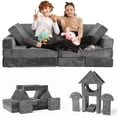 thumbnail image 1 of CONTOUR COMFORT Kids Couch Modern Soft Foam Low Back Storage Modular Couch with 14 Piece, Grey, 1 of 8