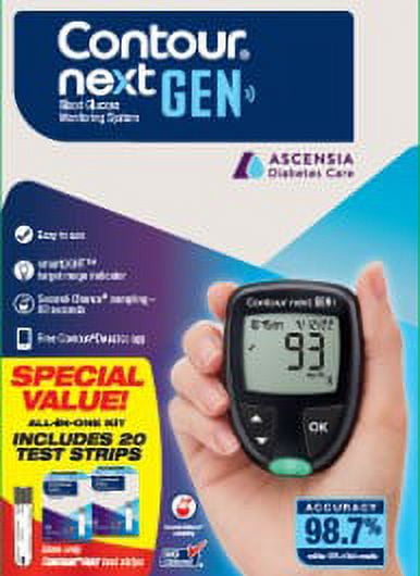 active forward Contour NEXT GEN Glucose Monitor Kit - Blood Sugar Test Kit  with 50 Contour Next Blood Glucose Test Strips & 50 Lancets for Diabetes
