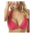 thumbnail image 1 of CONTOURS Women's Pink Stretch Molded Cup Deep V Neck Tie Cameo Halter Swimsuit Top 16 40C, 1 of 4