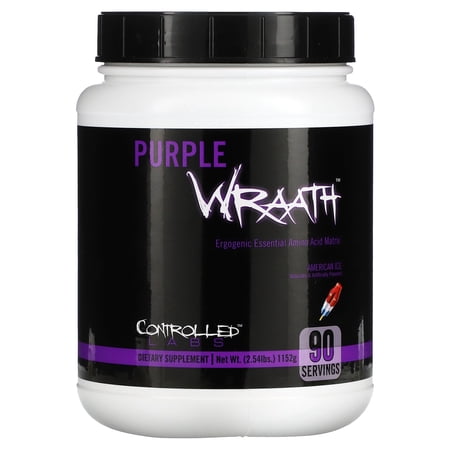 CONTROLLED LABS Purple Wraath, BCAA and EAA Amino Acid Supplement, with Endurance Blend Intra Workout Powder, Optimal Endurance, Focus, and Stamina (American Ice, 90 Servings)