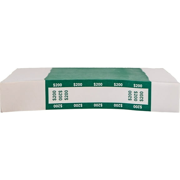 CONTROLTEK $200 Currency Strap White/Green 1000/Pack (560017)