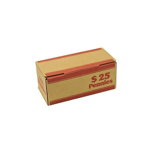 CONTROLTEK $25 of Pennies Coin Box 1-Compartment Kraft/Red 50/Pack (560059)