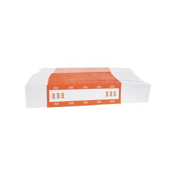 CONTROLTEK $50 Currency Strap White/Orange 1000/Pack (560116)