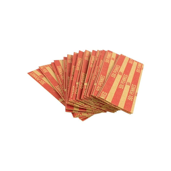 CONTROLTEK 50¢ Penny Coin Wrapper Kraft/Red 1000/Box (560042)
