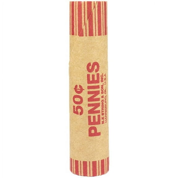 CONTROLTEK 50¢ Penny Crimped-End Coin Wrapper Kraft/Red 1000/Carton (560051)