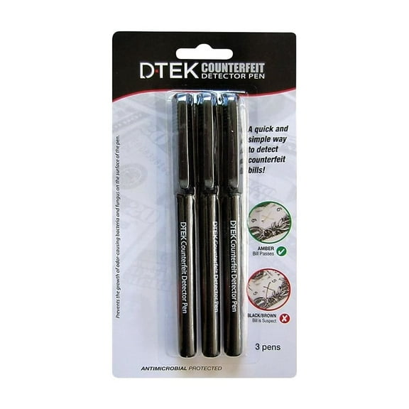 Control Group D-TEK Counterfeit Detector Pens, Black, Pack Of 3 Pens