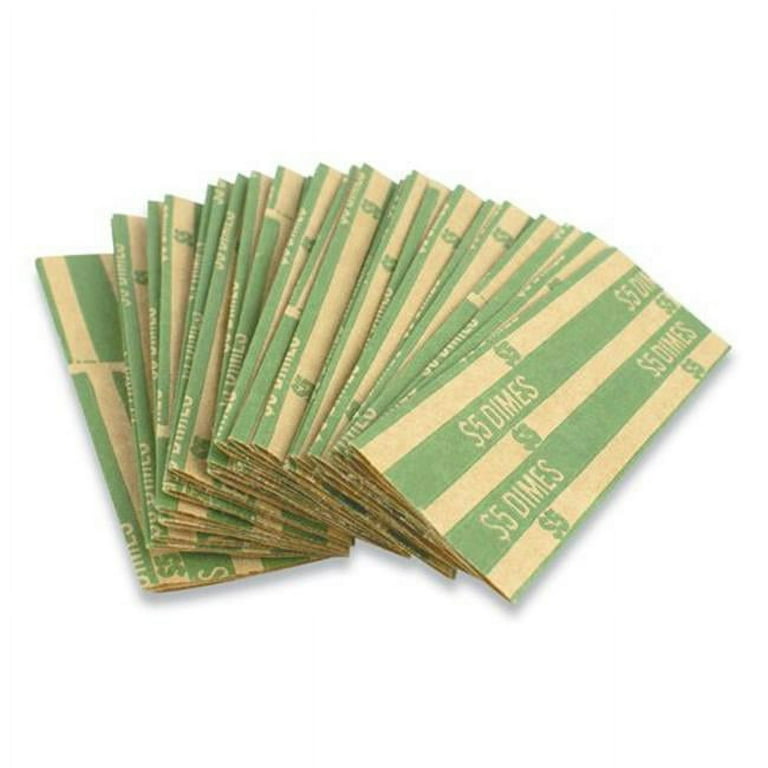Flat Tubular Coin Wrap, Dimes, $5.00, Green, 1,000/Box Flat Tubular Coin Wrap, Dimes, $5.00, Green, 1,000/Box