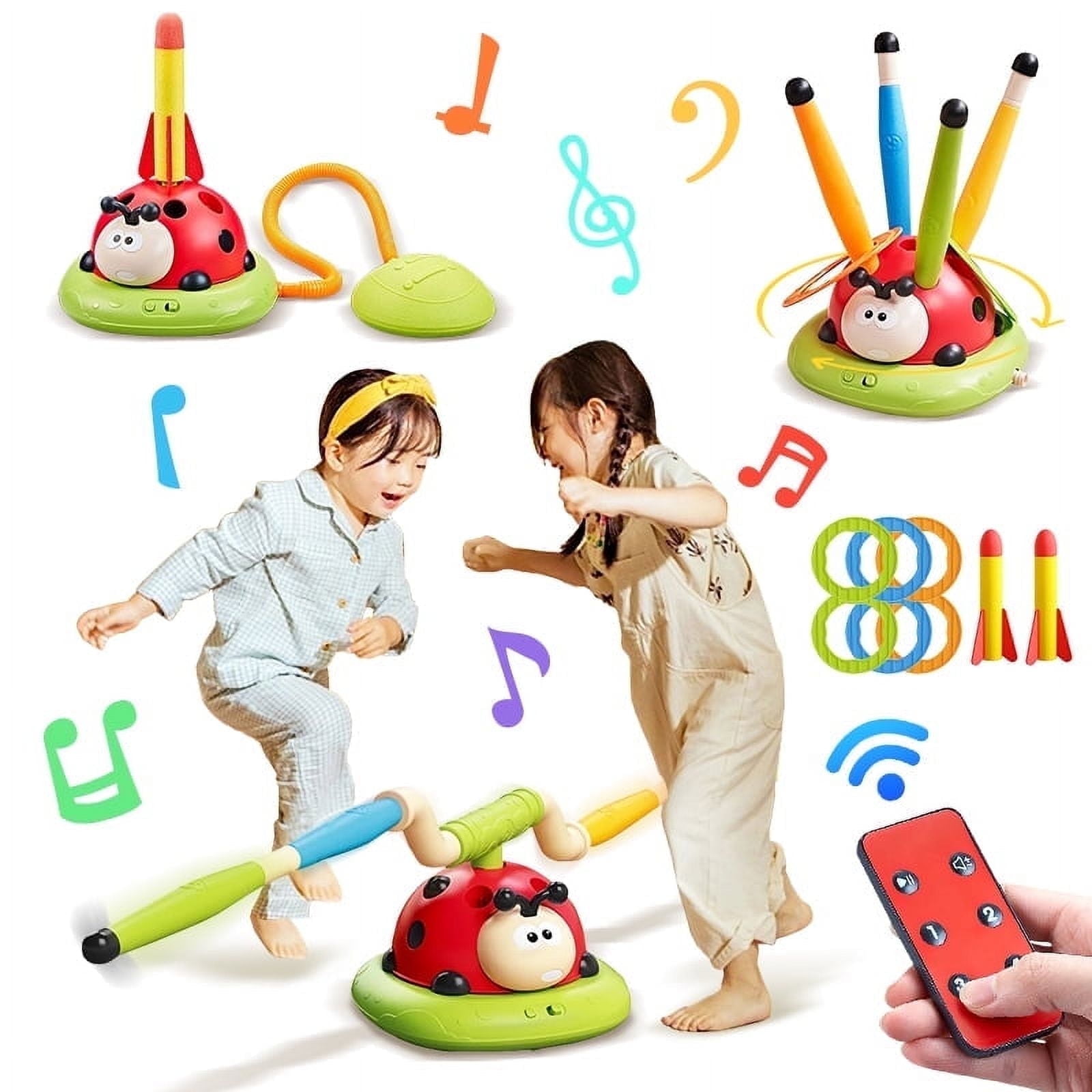 CONUSEA 3-in-1 Musical Jump and Toss Toy Activated Outdoor Toy Yard Game for Kids Ages 3-8