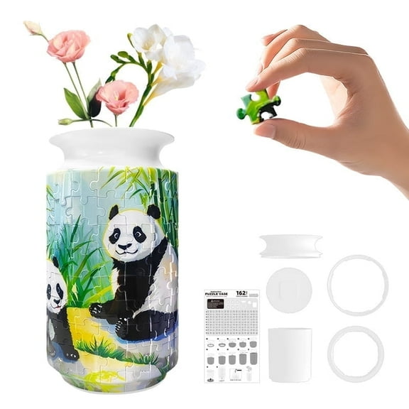 3D Puzzle Vase , 162 Pieces DIY Decorative Vase, Creative Housewarming Gifts, Panda Design