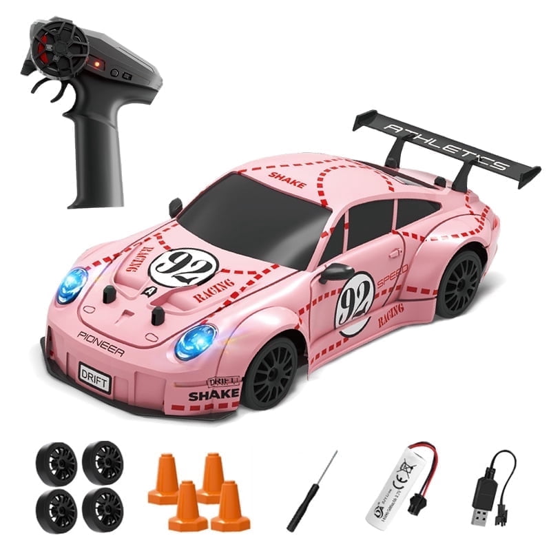 RC Car 1:24 Scale 4WD High Speed Remote Control Car with LED Lights and Drifting Tires,2Batteries