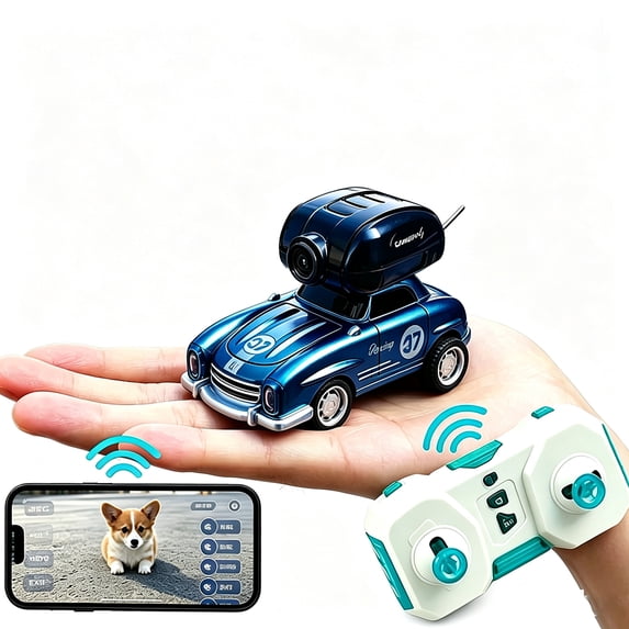 CONUSEA Mini RC Car with Camera, 1:46 FPV Remote Control Drift Car with Real-Time View, 50 Mins Playtime, Gift for Kids Ages 6+, Blue