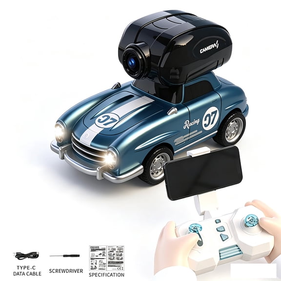 1:46 Mini FPV RC Car Remote Control Car with HD Camera & Real-Time Video Transmission Rechargeable 360° Drift RC Drift Car Kids Gifts-Blue