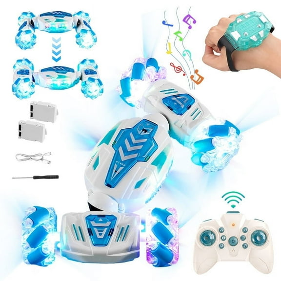 RC Stunt Car Gesture Sensing Remote Control Car with Lights, Music, 2 Rechargeable Batteries