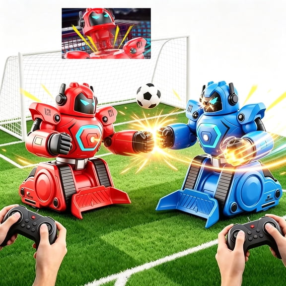 RC Battle Robots Set (2-Pack), Remote Control Fighting Toys with Ejecting Hit Reaction, Soccer Mode, Lights & Music, Gifts for Kids Ages 6-12