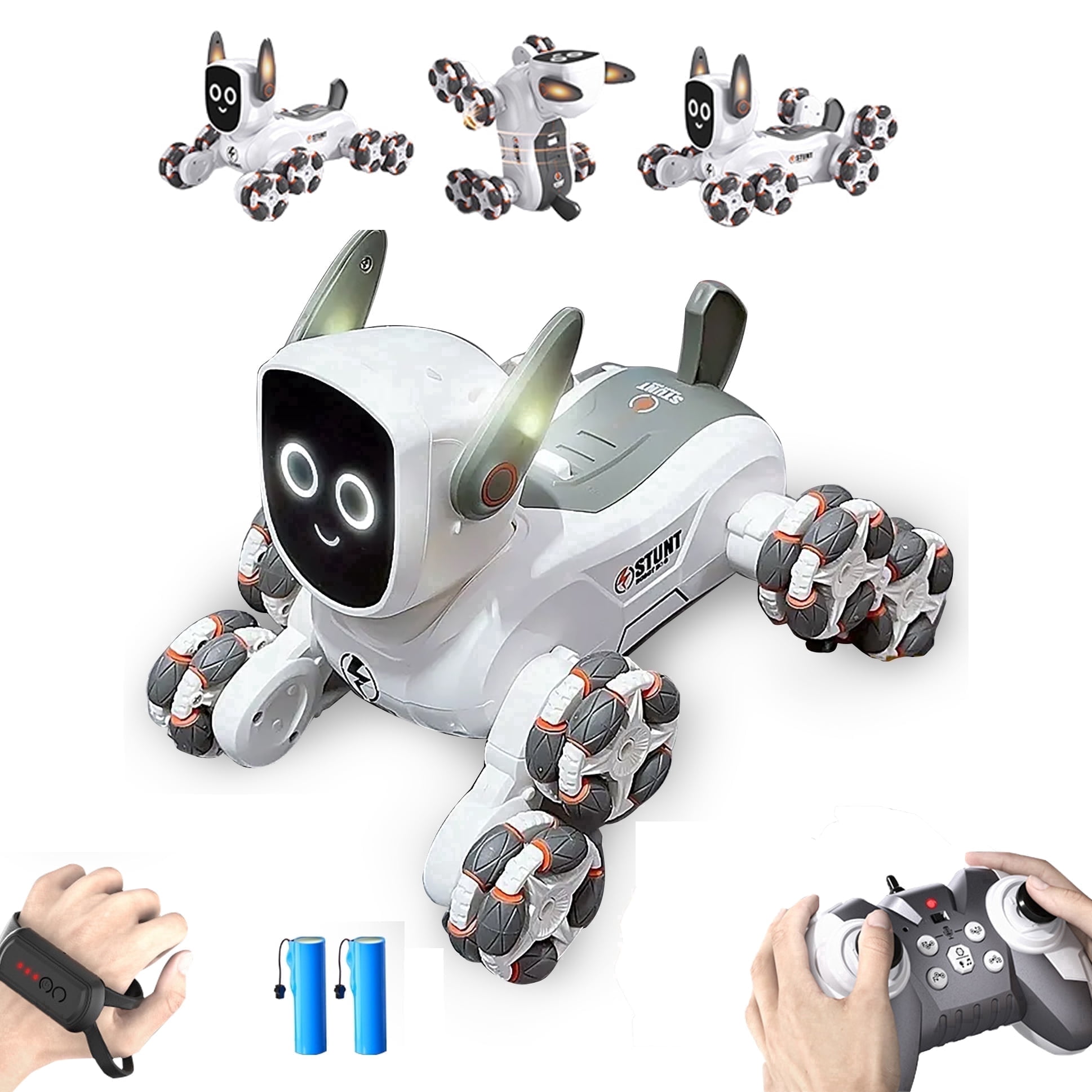 Remote Control Robot Dog Toys, RC Smart Robot Intelligent Pets 8WD Gesture Sensing Stunt Toys with Light and Music, Gifts for 8+ Years Old Boys Kids
