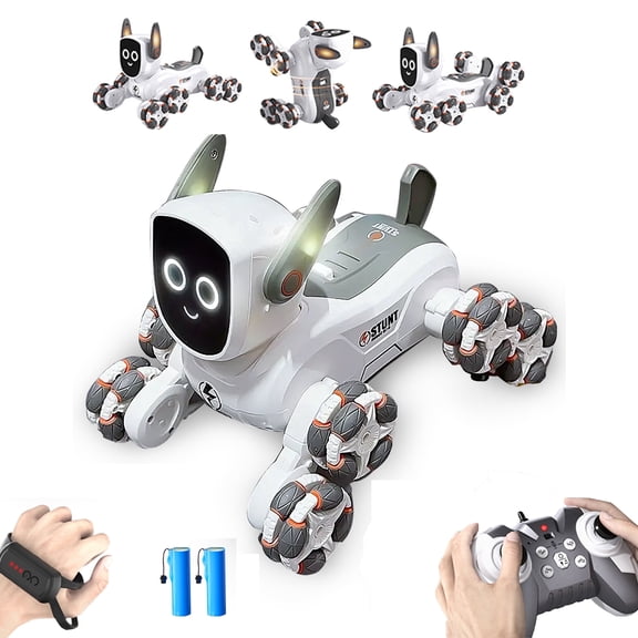 Robot Dog RC Robot Toys Intelligent Pets 8WD Gesture Sensing Stunt Toys with Light and Music,Up to 60-Minute Playtime, Gifts for 8+ Years Old Boys Kids