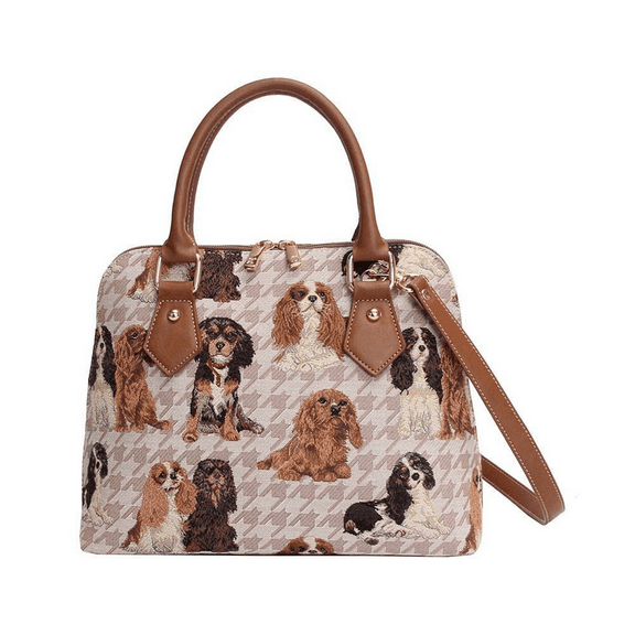 King Charles Cavalier Spaniel Brown Convertible Top Handle Purse Handbag