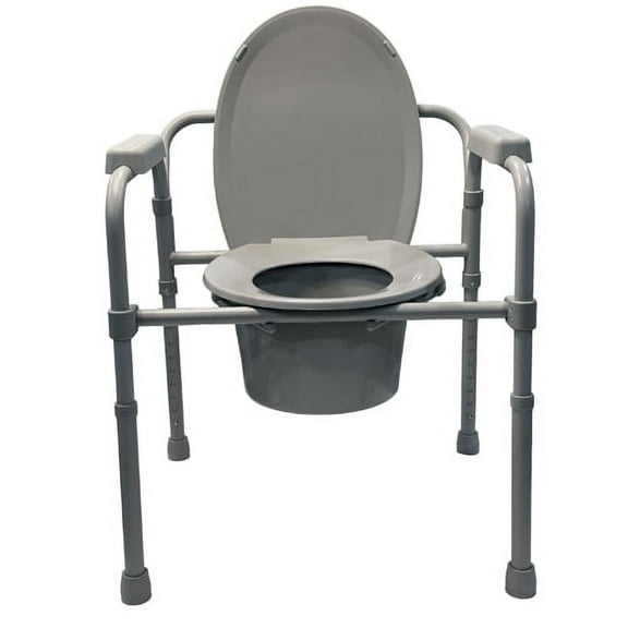 CONVENIENT COMMODE Folding Steel Commode with Elongated Seat, Case/3