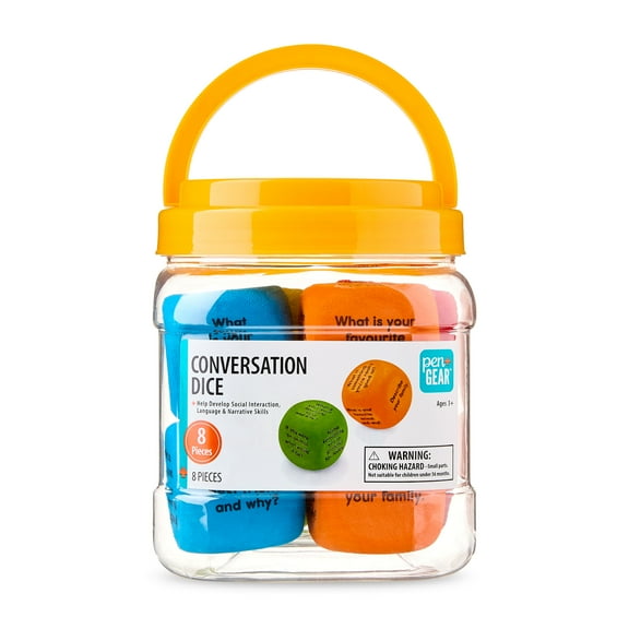Pen+Gear Conversation Dice Set, Ages 3+, 8 Pieces, Interactive Foam Cubes for Communication Skills