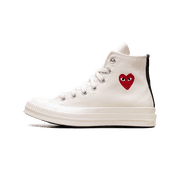CONVERSE MENS Chuck Taylor All Star 70 High "Comme des Garcons PLAY - Small Red Heart Beige" AZ K129 001 2 AZ K129 001 2 from Stadium Goods