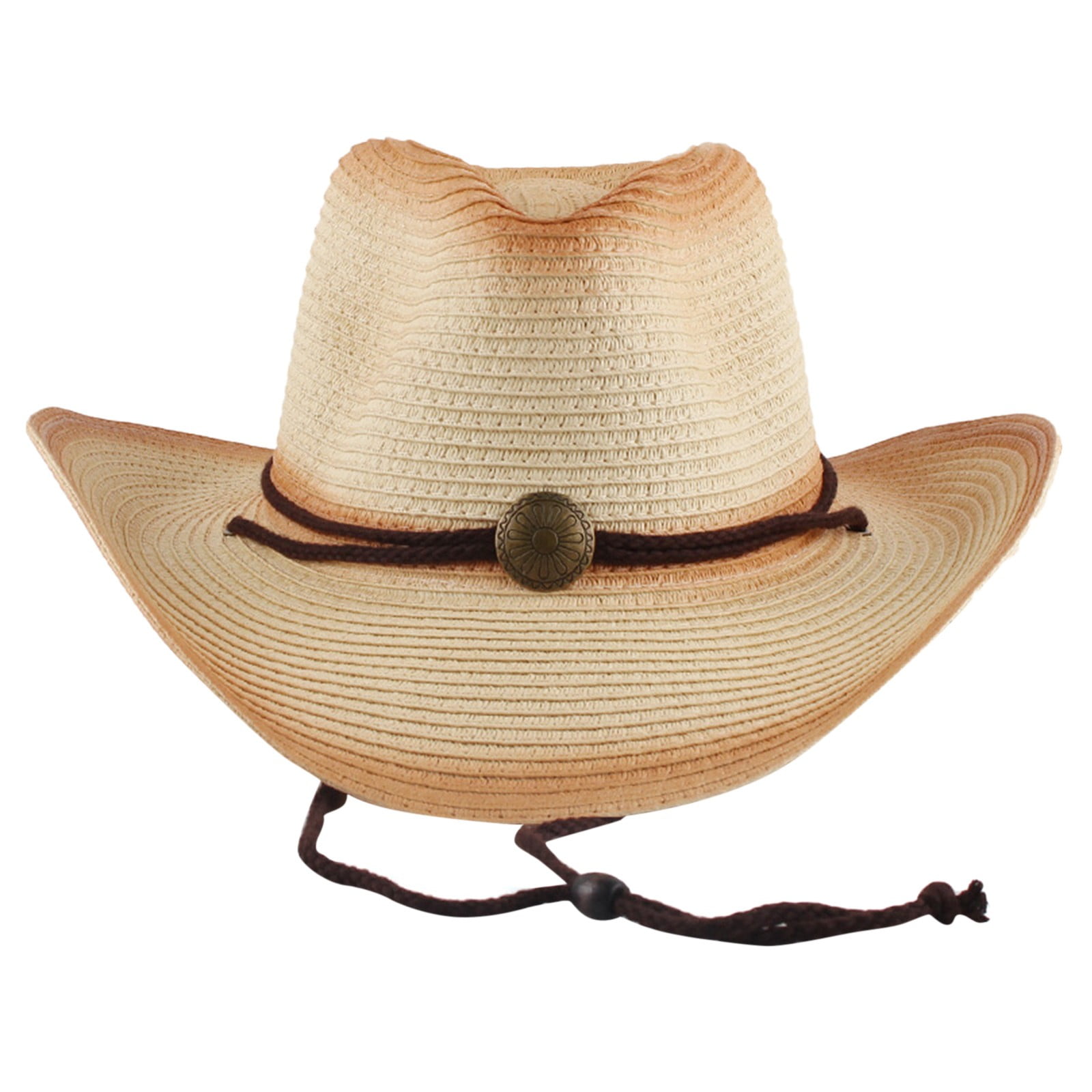 CONYUMN Fedora Hat Retro Western Cowboy Straw Hat Outdoor Curved Rim ...