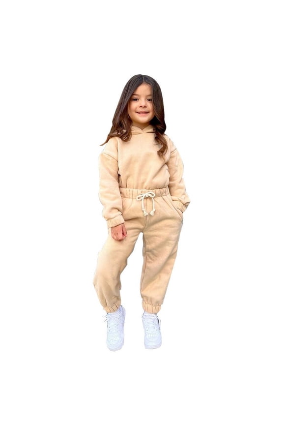 Girl Outfits Size 7-8 Kids Toddler Baby Girls Boys Autumn Winter Solid Cotton Long Sleeve Tops Pullover Sweatshirt Set Clothes Kids Clothes Girls Little Girls Clothes (B,5Y)