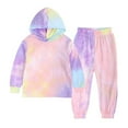 thumbnail image 1 of CONYUMN Kids Clothes Girls Toddler Girl Boy Child Tie Dye Sports Suit Spring Long Sleeve Sweater Hoodie Pants Two Piece Set Girls Clothes Size 6 Clothes for Girls Girls Outfit (A,110), 1 of 5