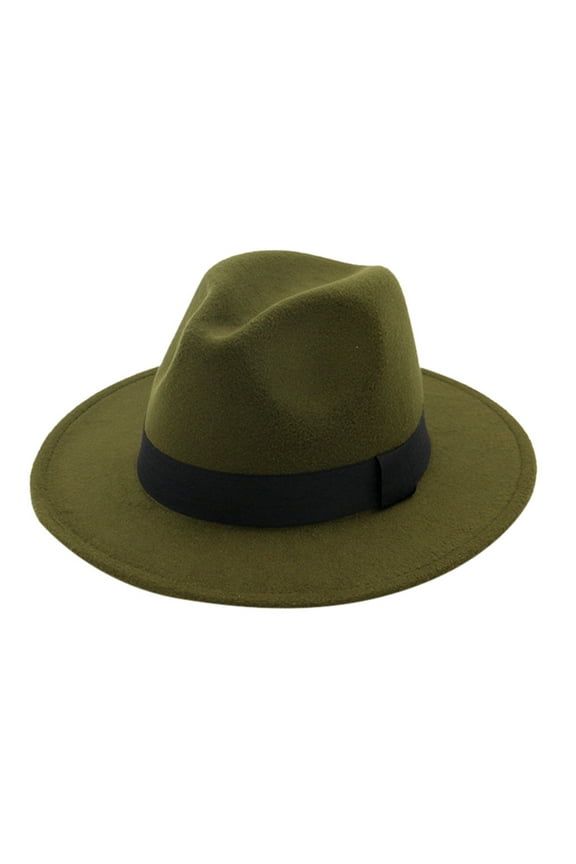Men Fedora Men & Women Vintage Wide Hat With Belt Buckle Adjustable Outbacks Hats Fedora for Men Cowboy Hat (Army Green,One Size)