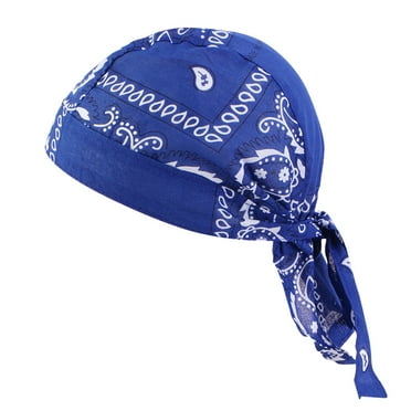 CONYUMN Skull Cap for Men Women Bandana Cotton Cap Sweat Wicking Beanie Cap Bandanna Biker Head Wrap Quick Drying Hat Biker Bandana (Blue,One Size)