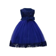 CONYUMN Tea Party Dresses for Girls Toddler Kids Baby Girls Casual Sleeveless Round Neck Floral Gown Dress Party Dress Clothes Girls formal Dress Dresses for Girls Flower Girl Dress (Blue,130)