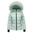 thumbnail image 1 of CONYUMN Women's 2024 Warm Parka Jacket Short Quilted Waterproof Coat with Faux Fur Hood Sizes M-4Xl Lightweight Winter Outwear (Green,XXXL), 1 of 4