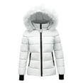 thumbnail image 1 of CONYUMN Women's 2024 Warm Parka Jacket Short Quilted Waterproof Coat with Faux Fur Hood Sizes M-4Xl Lightweight Winter Outwear (White,XXXL), 1 of 4
