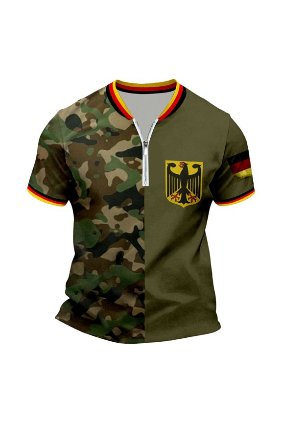 2026 Fifa World Cup Mens Tshirts Short Sleeve Zip T Shirts for Men Casual Crew Neck German Flag Graphic Lightweight Tees Soft Cozy Athletic Tops