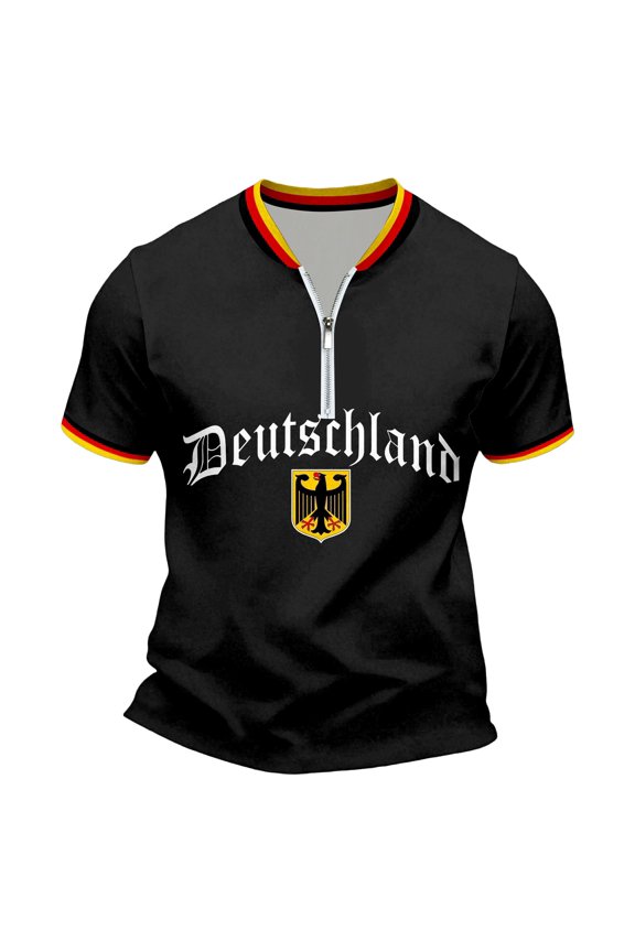 2026 Fifa World Cup Mens Tshirts Short Sleeve Zip T Shirts for Men Casual Crew Neck German Flag Graphic Lightweight Tees Soft Cozy Athletic Tops