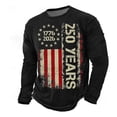 thumbnail image 1 of CONZONE 250 Anniversary Usa T Shirt For Men Independence Day Patriotic Print Crew Neck Long Sleeve Breathable Soft Tops Black Size L, 1 of 5