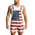 thumbnail image 1 of CONZONE 4Th Of July Bib Overalls for Men Patriotic Usa Star Striped Graphic Independence Day Jumpsuits Adjustable Strap American 250Th Anniversary Short Romper With Pocket, 1 of 4