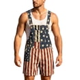 thumbnail image 1 of CONZONE 4Th Of July Bib Overalls for Men Patriotic Usa Star Striped Graphic Independence Day Jumpsuits Adjustable Strap American 250Th Anniversary Short Romper With Pocket, 1 of 5