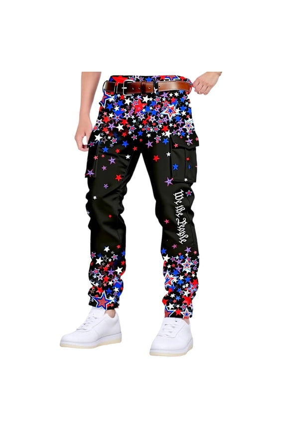 American 250Th Anniversary Mens Cargo Pants Patriotic Star Graphic Y2K Staight Leg Cargo Pants for Men Lightweight Relaxed Fit 4Th Of July Trousers With Pockets
