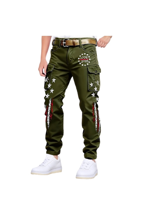 American 250Th Anniversary Mens Cargo Pants Patriotic Star Striped Graphic Wide Leg Cargo Pants for Men Lightweight Relaxed Fit 4Th Of July Trousers With Pockets