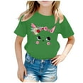 thumbnail image 1 of CONZONE Baby Girls Short Sleeve T-Shirts Cartoon Cat Graphic Tee Shirt for Girls Crew Neck Soft Loose Childrens Spring Tops, 1 of 5