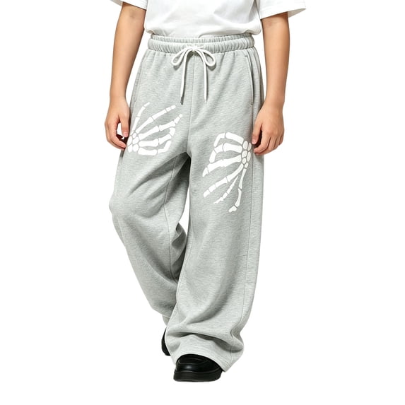 CONZONE Big Boys Baggy Sweatpants Y2K Graphic Joggers for Boys Drawstring Fall Winter Athletic Trousers with Pockets