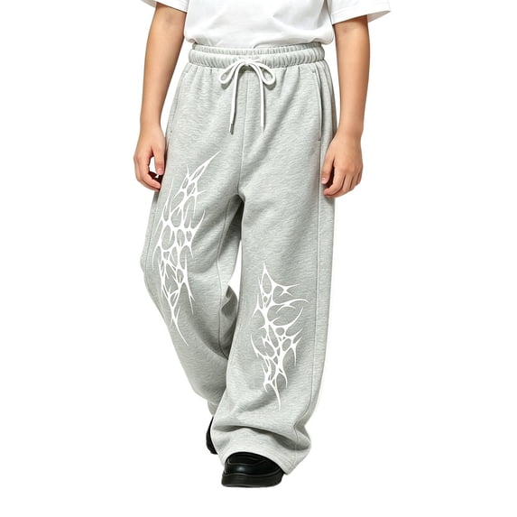 CONZONE Big Boys Baggy Sweatpants Y2K Graphic Joggers for Boys Drawstring Fall Winter Athletic Trousers with Pockets